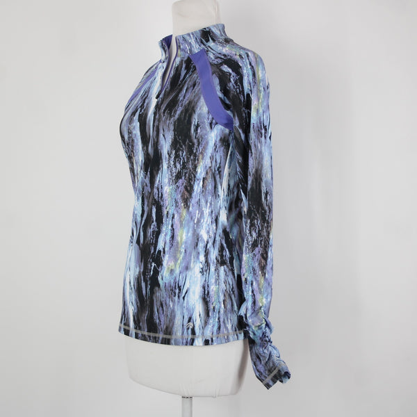 Ideology Sz XS Purple White Green Multi Color Half Zip 100% Polyester Aw Jacket