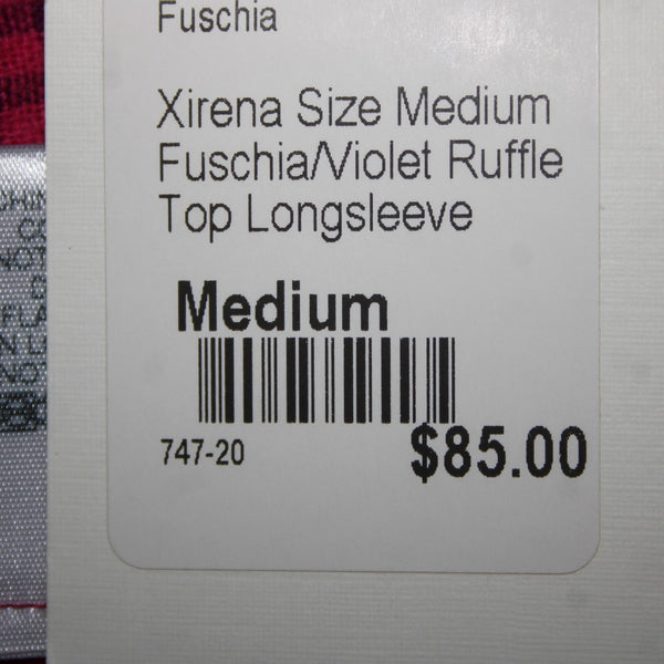 Xirena NEW $85 Sz M Pink Purple Ruffle Buttons Long Sleeve Cotton Viscose Top