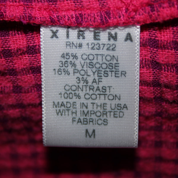 Xirena NEW $85 Sz M Pink Purple Ruffle Buttons Long Sleeve Cotton Viscose Top