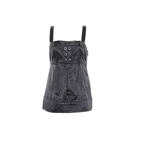 Marc by Marc Jacobs NEW Sz 6 Black Polished Cotton Rayon Hidden Pleats Top