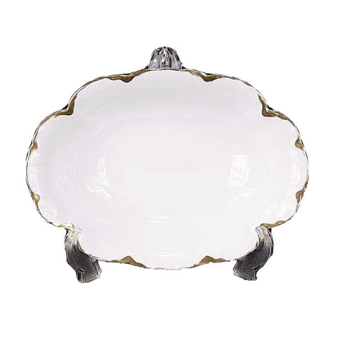 M & Z 10" x 7.25" x 3" White Gold Austrian Oval Serving Bowl