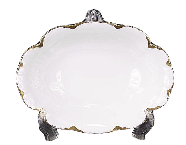 M & Z 10" x 7.25" x 3" White Gold Austrian Oval Serving Bowl