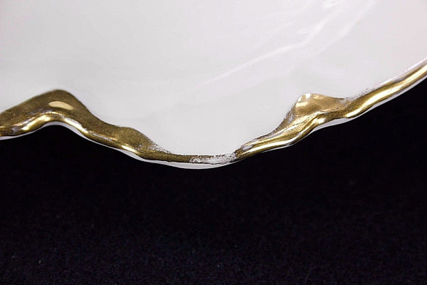 M & Z 10" x 7.25" x 3" White Gold Austrian Oval Serving Bowl