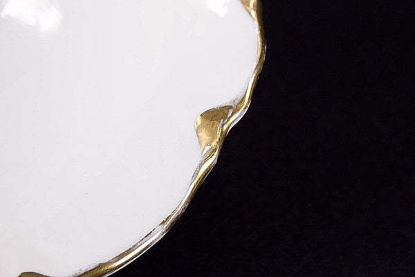 M & Z 10" x 7.25" x 3" White Gold Austrian Oval Serving Bowl