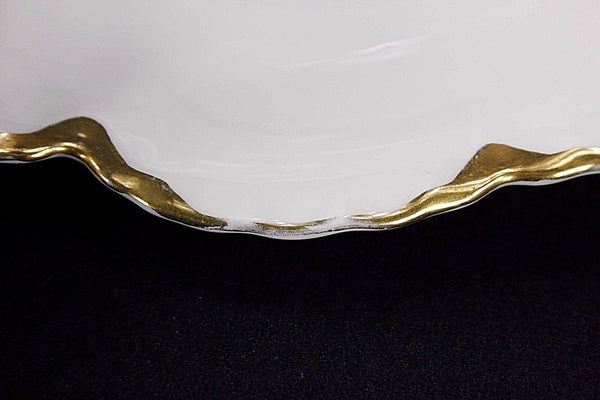 M & Z 10" x 7.25" x 3" White Gold Austrian Oval Serving Bowl