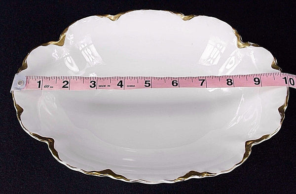 M & Z 10" x 7.25" x 3" White Gold Austrian Oval Serving Bowl