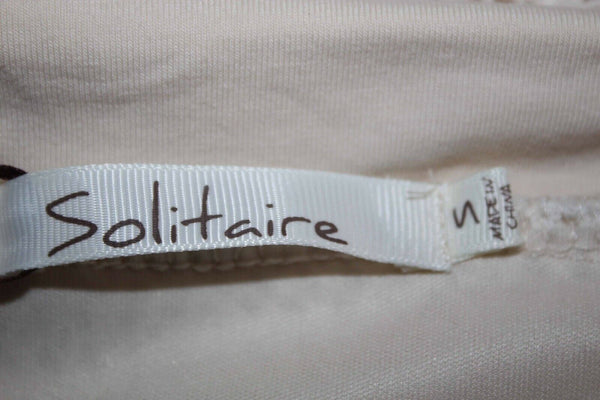 Solitaire NEW Sz S Cream Tan Embroidered Lined 100% Cotton Skirt