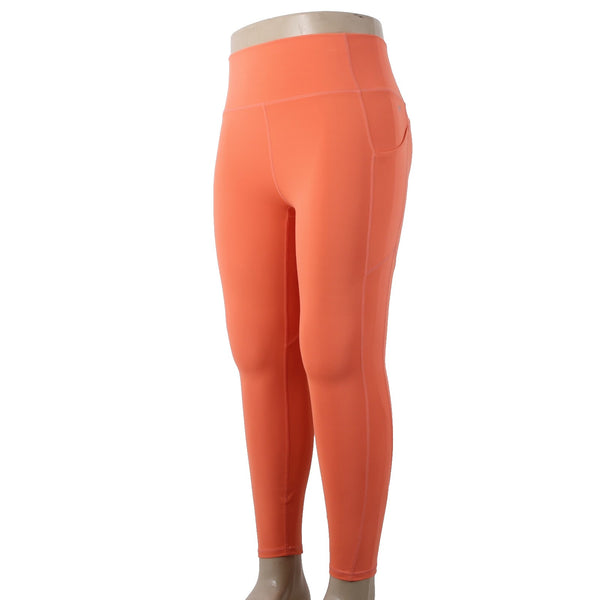 Fabletics AW Pant NEW $70 Pure Luxe Sz XL x 25 Orange Pockets Poly Elastane
