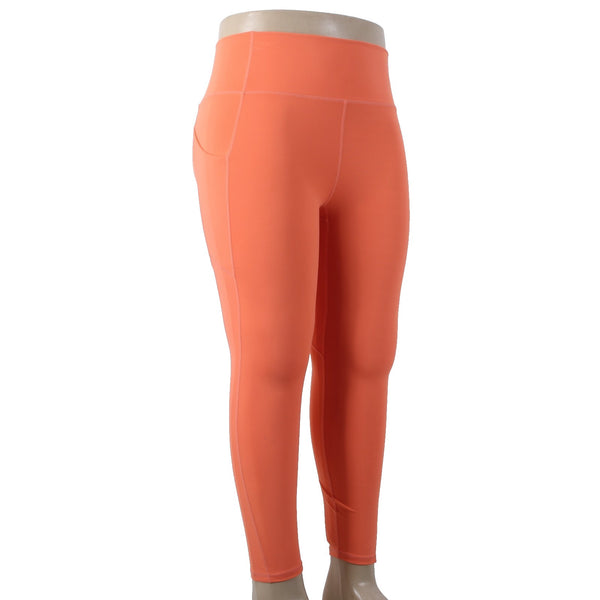 Fabletics AW Pant NEW $70 Pure Luxe Sz XL x 25 Orange Pockets Poly Elastane
