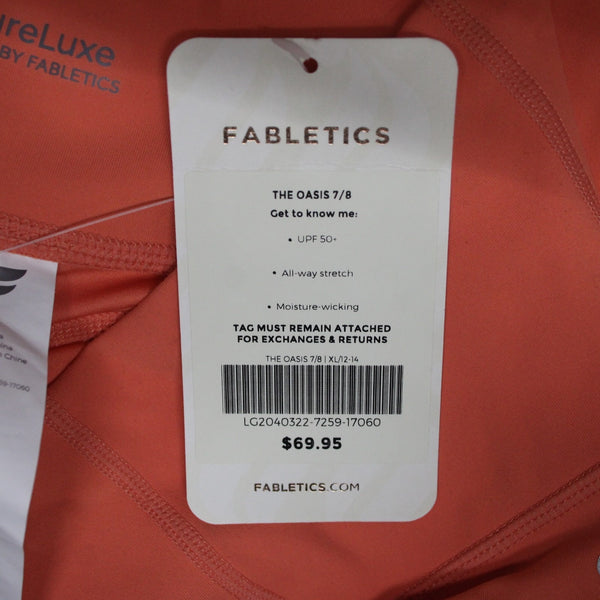 Fabletics AW Pant NEW $70 Pure Luxe Sz XL x 25 Orange Pockets Poly Elastane
