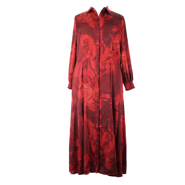 Chicos Dress NEW $149 Sz 2.5 Red Burgundy Floral Collared 100% Polyester Dress