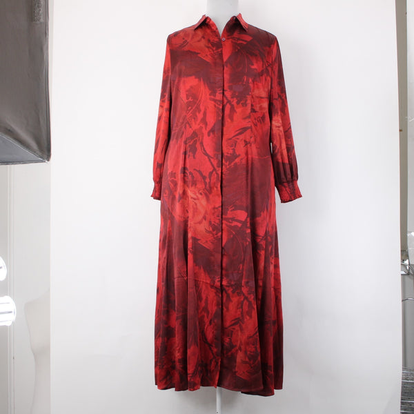 Chicos Dress NEW $149 Sz 2.5 Red Burgundy Floral Collared 100% Polyester Dress