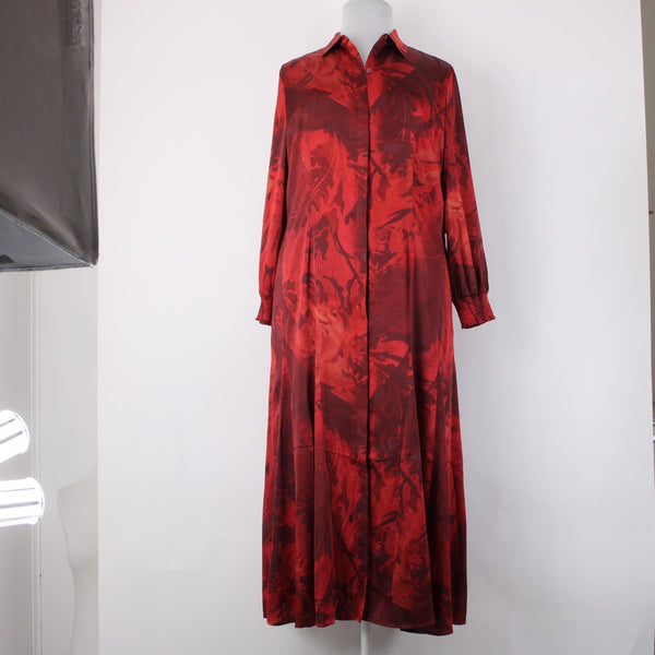 Chicos Dress NEW $149 Sz 2.5 Red Burgundy Floral Collared 100% Polyester Dress