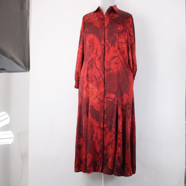 Chicos Dress NEW $149 Sz 2.5 Red Burgundy Floral Collared 100% Polyester Dress