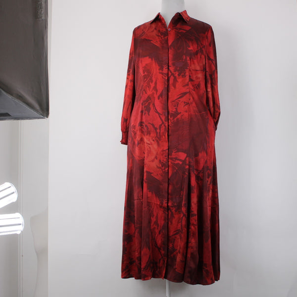 Chicos Dress NEW $149 Sz 2.5 Red Burgundy Floral Collared 100% Polyester Dress