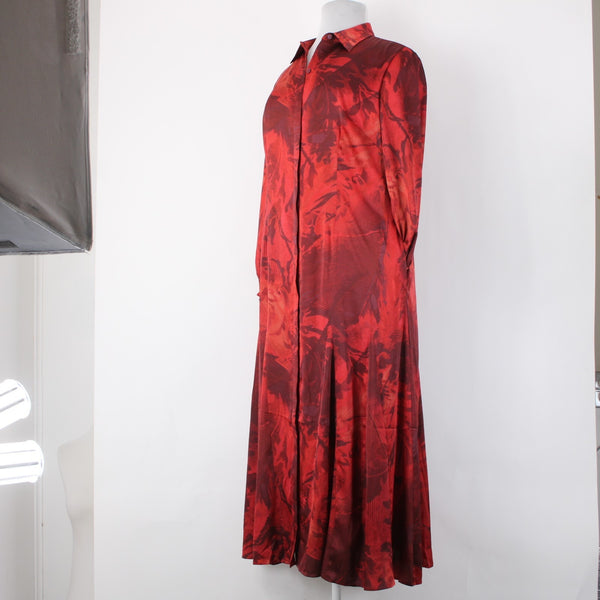 Chicos Dress NEW $149 Sz 2.5 Red Burgundy Floral Collared 100% Polyester Dress