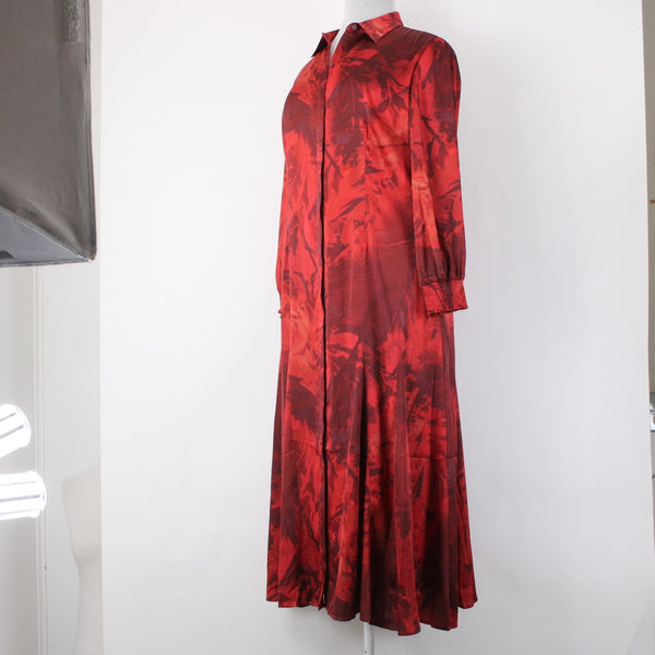Chicos Dress NEW $149 Sz 2.5 Red Burgundy Floral Collared 100% Polyester Dress