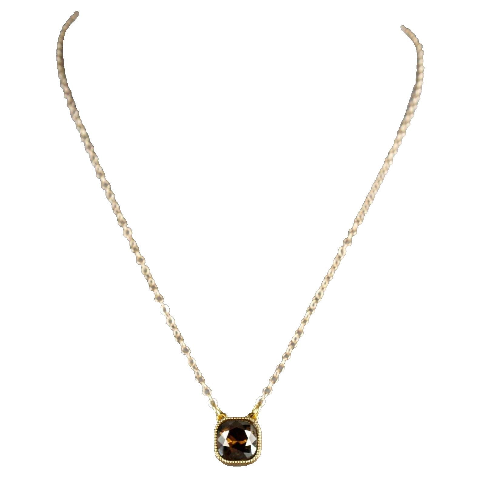 Skinny by Jessica Elliot 16.5"-18.5" Goldtone Chain Amber Crystal Necklace