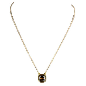 Skinny by Jessica Elliot 16.5"-18.5" Goldtone Chain Amber Crystal Necklace