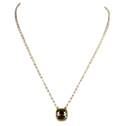 Skinny by Jessica Elliot 16.5"-18.5" Goldtone Chain Amber Crystal Necklace
