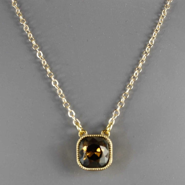 Skinny by Jessica Elliot 16.5"-18.5" Goldtone Chain Amber Crystal Necklace