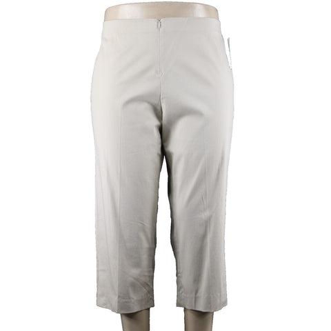 Eleven NEW $88 Sz 16 x 23 Tan Elastic Waist Zip Front Cotton Spandex Capri Pant