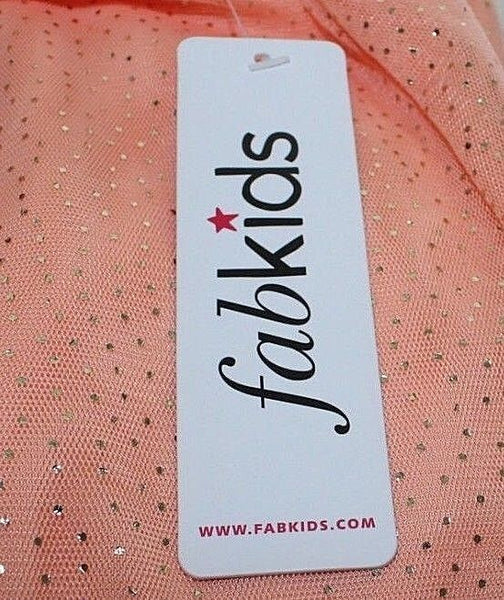 Fab Kids NEW M Orange Sherbet Gold Dots Polyester One Shoulder Girls Dress