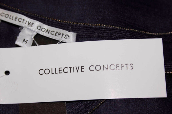 Collective Concepts NEW $42 Dark Navy Metal Bead Neckline Polyester Top