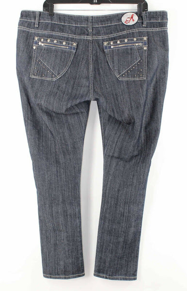 Aviva 23/24 x 32 Blue Denim Sequin Rhinestone Cotton Elastane Jeans