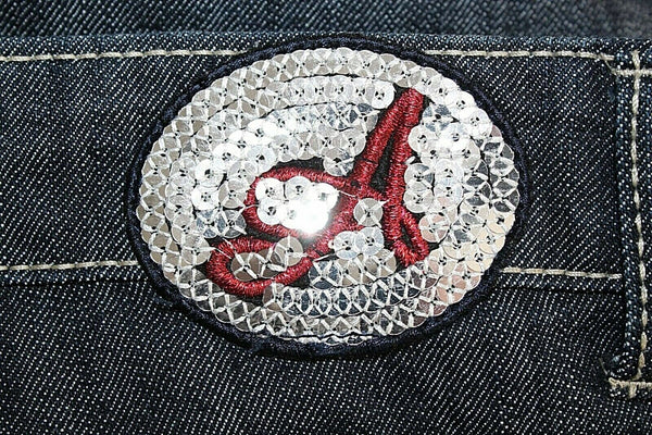Aviva 23/24 x 32 Blue Denim Sequin Rhinestone Cotton Elastane Jeans