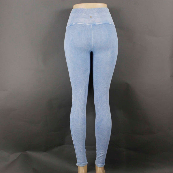 Spiritual Gangsta Sz M L Light Blue Distressed Ribbed Active Wear Legging