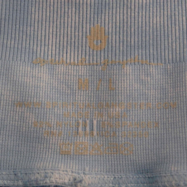 Spiritual Gangsta Sz M L Light Blue Distressed Ribbed Active Wear Legging