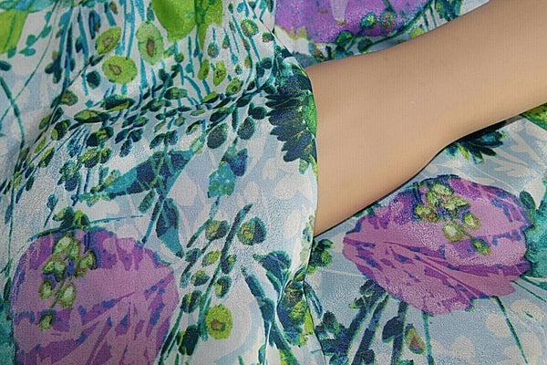 Mia Chica XXS/4 Blue Green Cream Multi Polyester Open Back Girls Dress