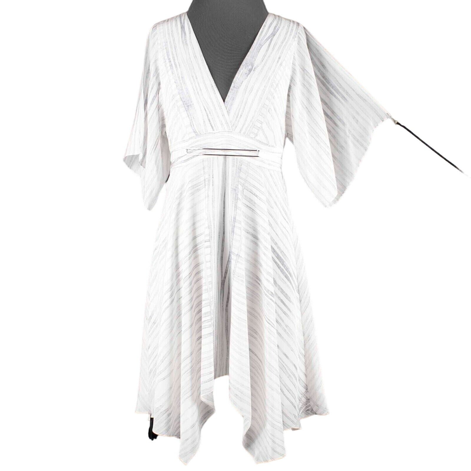 Halston NEW $225 Sz 4 Cream Lavender Silver Accent Silk Polyester Lined Dress