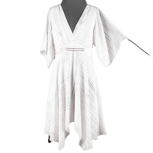 Halston NEW $225 Sz 4 Cream Lavender Silver Accent Silk Polyester Lined Dress