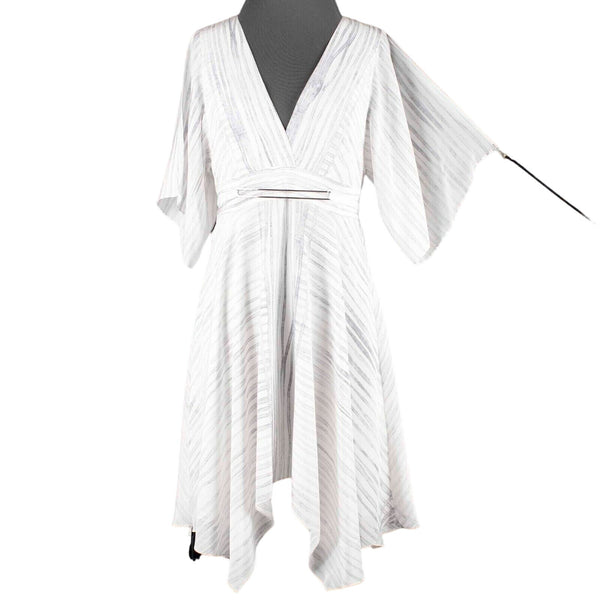 Halston NEW $225 Sz 4 Cream Lavender Silver Accent Silk Polyester Lined Dress