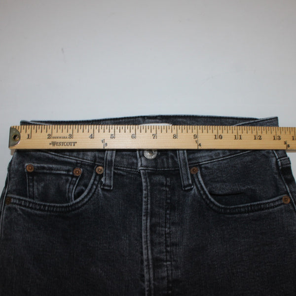 Re/Done Jeans Sz 28 x 29 Charcoal Denim Pockets Skinny Leg Raw Hem Cotton Jeans