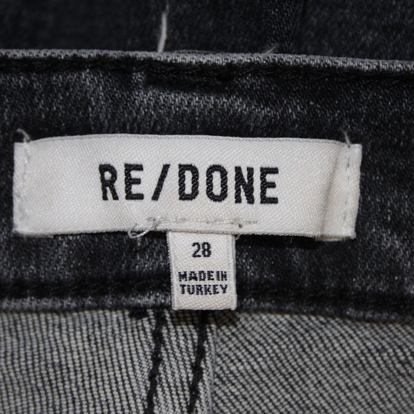 Re/Done Jeans Sz 28 x 29 Charcoal Denim Pockets Skinny Leg Raw Hem Cotton Jeans