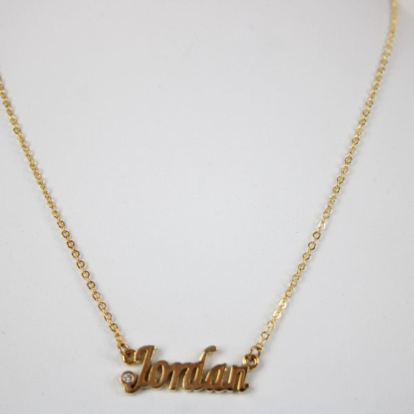 JORDAN NEW Name Goldtone Rhinestone Accent 14.5" w 4.5" Multi Ring Ext Necklace