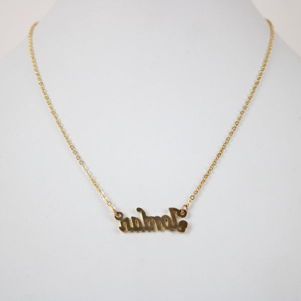 JORDAN NEW Name Goldtone Rhinestone Accent 14.5" w 4.5" Multi Ring Ext Necklace