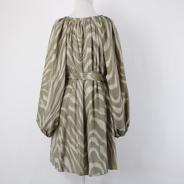 Banana Republic Dress NEW $270 Sz S Mossy Green Tan Belt Unlined 100% Silk Dress