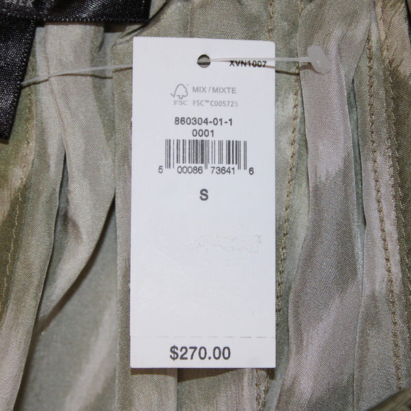 Banana Republic Dress NEW $270 Sz S Mossy Green Tan Belt Unlined 100% Silk Dress