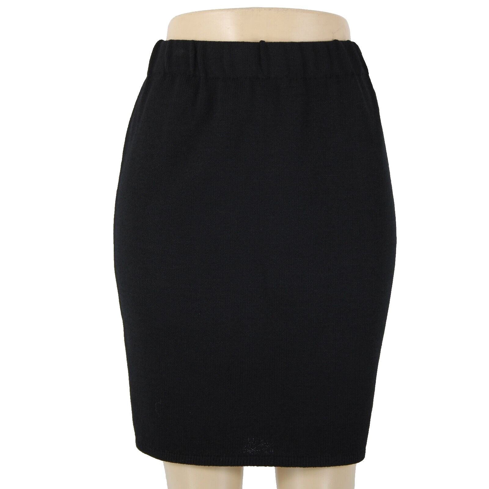 St John? Sz 2 Black Elastic Waist Santana Knee Length Knit Skirt