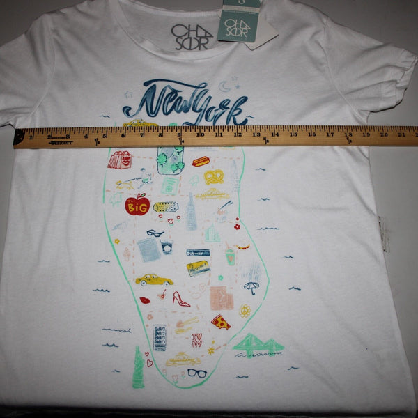 Chaser NEW $64 Sz M White Multi Color New York Jersey Cotton Poly Top