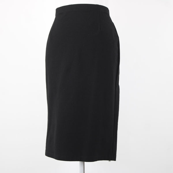 Eileen Fisher NEW $138 Eetk Sz L Black High Waisted Viscose Nylon Pencil Skirt