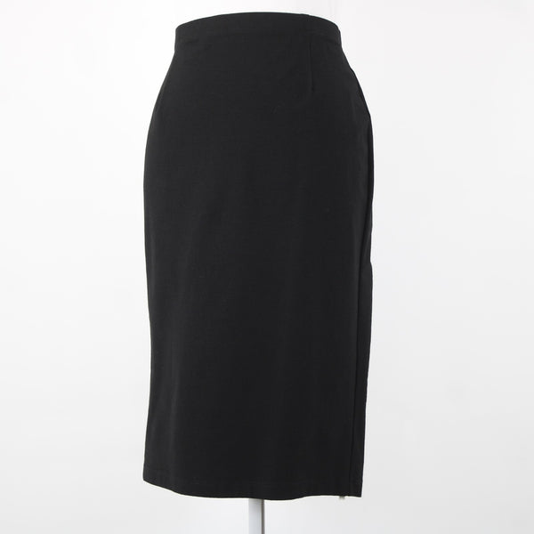 Eileen Fisher NEW $138 Eetk Sz L Black High Waisted Viscose Nylon Pencil Skirt