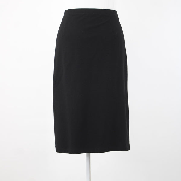 Eileen Fisher NEW $138 Eetk Sz L Black High Waisted Viscose Nylon Pencil Skirt