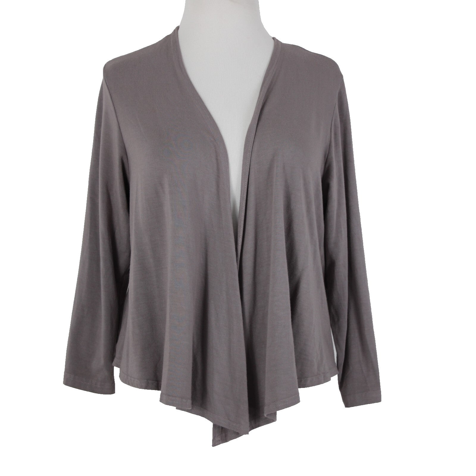 Heartstring Sz M Brown Taupe Draped 3/4 Sleeve Viscose Spandex Wrap Sweater