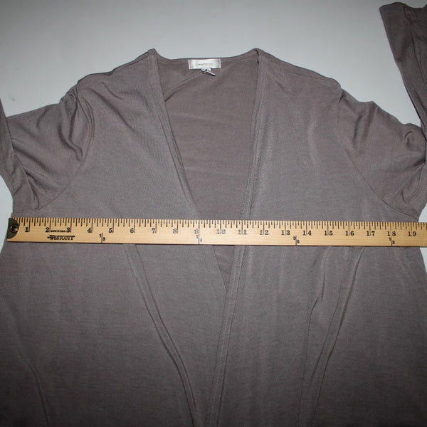 Heartstring Sz M Brown Taupe Draped 3/4 Sleeve Viscose Spandex Wrap Sweater