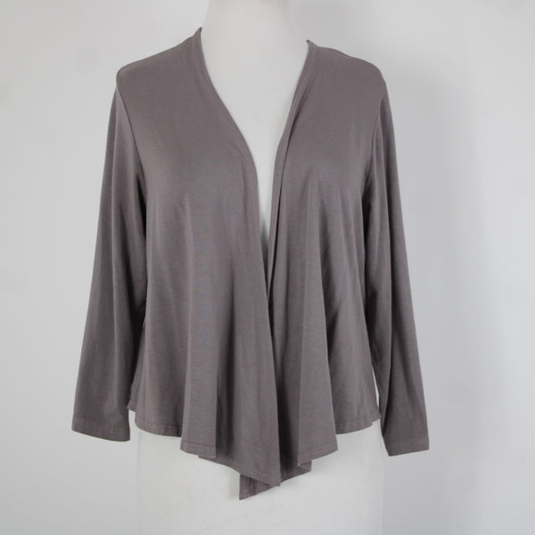 Heartstring Sz M Brown Taupe Draped 3/4 Sleeve Viscose Spandex Wrap Sweater